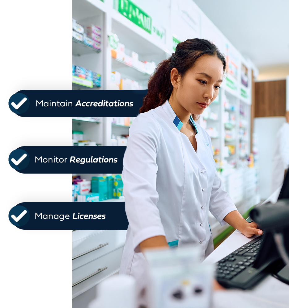 Pharmacist-led D2 accreditation experts reviewing requirements together